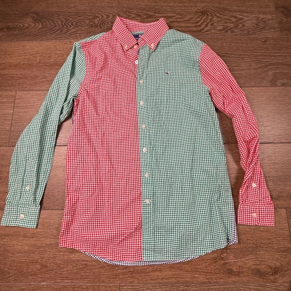 Vineyard Vines Other - Vineyard Vines Boys 100% Cotton Button Front Whale Shirt, Gingham Colorblock, L